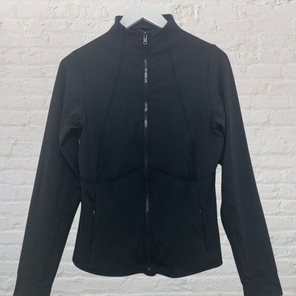 Olaya Sport Billy Jacket L Zip Front Thumb Holes Moisture Wicking Black - Picture 3 of 15